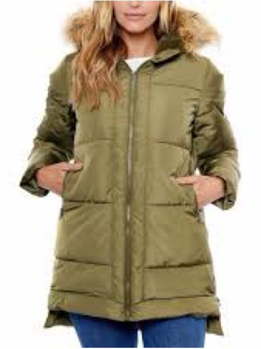 Be Boundless Olive Green Quilted Hooded Parka Size Small